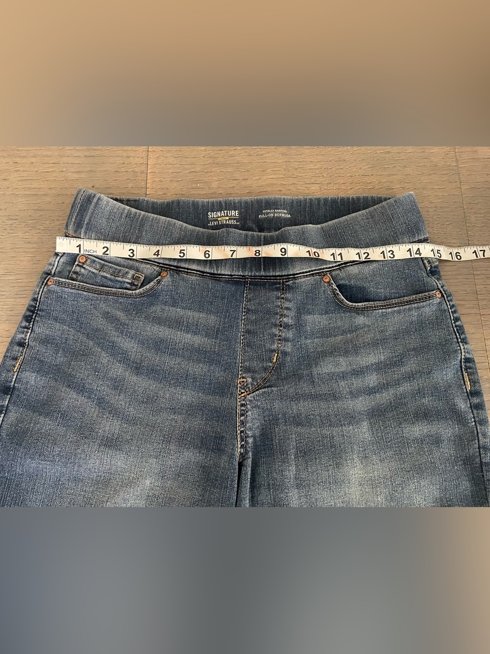 Signature by Levi Strauss Stretch Denim Bermuda Shorts in Medium Blue - Picture 6 of 11